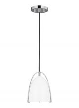 Visual Comfort & Co. Studio Collection 6151801EN3-05 - Norman modern 1-light LED indoor dimmable mini ceiling hanging single pendant light in chrome silver
