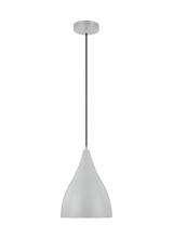 Visual Comfort & Co. Studio Collection 6545301EN3-118 - Oden modern mid-century 1-light LED indoor dimmable small pendant in matte grey finish with matte gr
