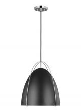 Visual Comfort & Co. Studio Collection 6551701EN3-05 - Norman modern 1-light LED indoor dimmable ceiling hanging single pendant light in chrome silver fini