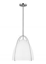Visual Comfort & Co. Studio Collection 6551801EN3-05 - Norman modern 1-light LED indoor dimmable ceiling hanging single pendant light in chrome silver fini
