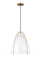 Visual Comfort & Co. Studio Collection 6551801EN3-848 - Norman modern 1-light LED indoor dimmable ceiling hanging single pendant light in satin brass gold f