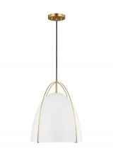 Visual Comfort & Co. Studio Collection 6651801-848 - Norman modern 1-light indoor dimmable large ceiling hanging single pendant light in satin brass gold