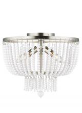 Visual Comfort & Co. Studio Collection 7780703EN-962 - Jackie traditional 3-light LED indoor dimmable ceiling semi-flush mount in brushed nickel silver fin