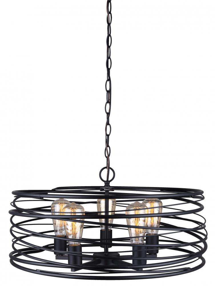 RYLAND, MBK Color, 5 Lt 22" Wide Chain Pendant, 100W Type A, 22" W x 11" H