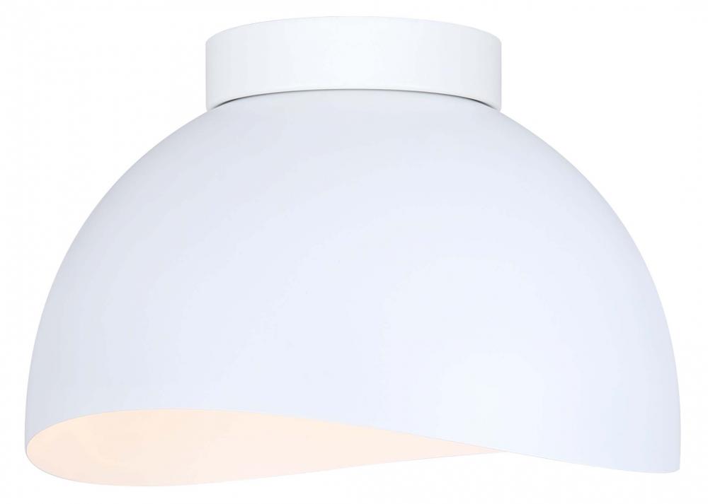 Henlee 11 in. 1-Light 60-Watt Modern Matte White Flush Mount with Matte White Metal Shade