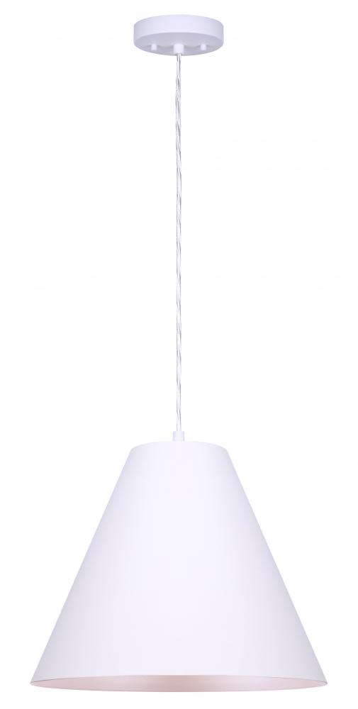 MALI, IPL730B01WH -G-, MWH Color, 1 Lt Cord Pendant, 60W Type A, 13.75inch W x 14.375 - 62.375inch H
