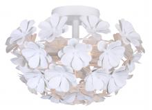 Canarm IFM2022B14WH - CASSIA 15 in. 2-Light 60-Watt Whimsical White Flush Mount with Matte White Metal Flower Shade