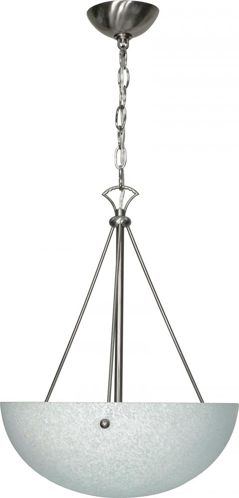 3-Light Hanging Pendant Light Fixture in Brushed Nickel Finish with Water Spot Glass