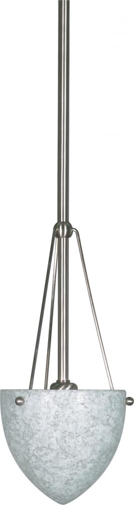 1-Light 6" Mini Pendant with Hang-Straight Canopy in Brushed Nickel Finish with Water Spot Glass
