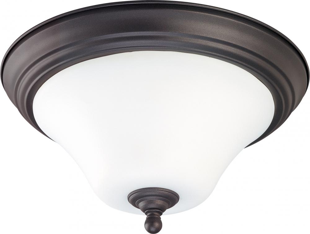 Dupont - 1 light Flush with Satin White Glass - Dark Chocolate Bronze Finish