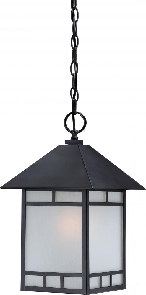 Drexel - 1 Light - Hanging Lantern with Frosted Seed Glass - Stone Black Finish