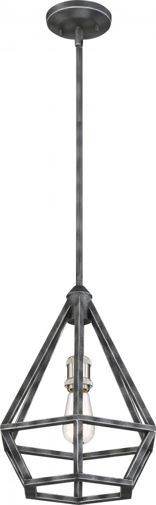 Orin - 1 Light Small Pendant - Iron Black Finish with Brushed Nickel Accents