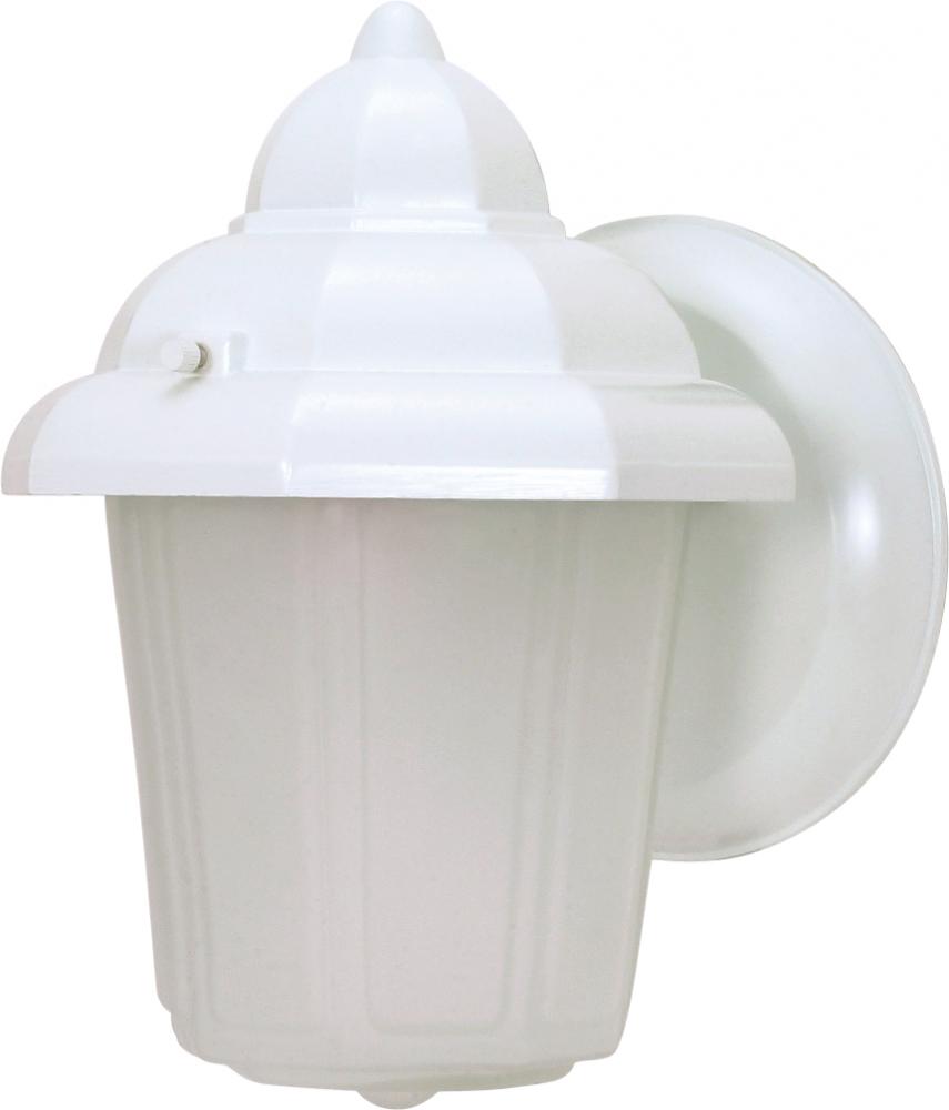 1 Light 9" - Hood Lantern with Satin Frosted Glass - White Finish