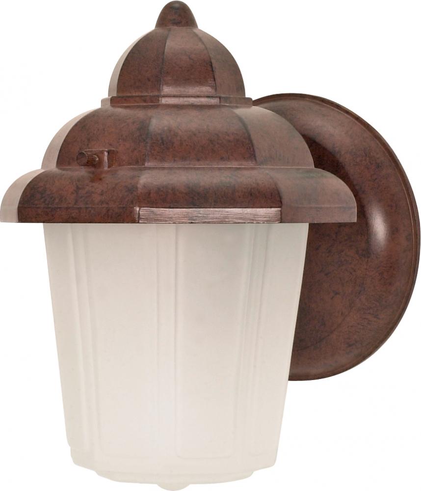 1 Light 9" - Hood Lantern with Satin Frosted Glass - Old Bronze Finish