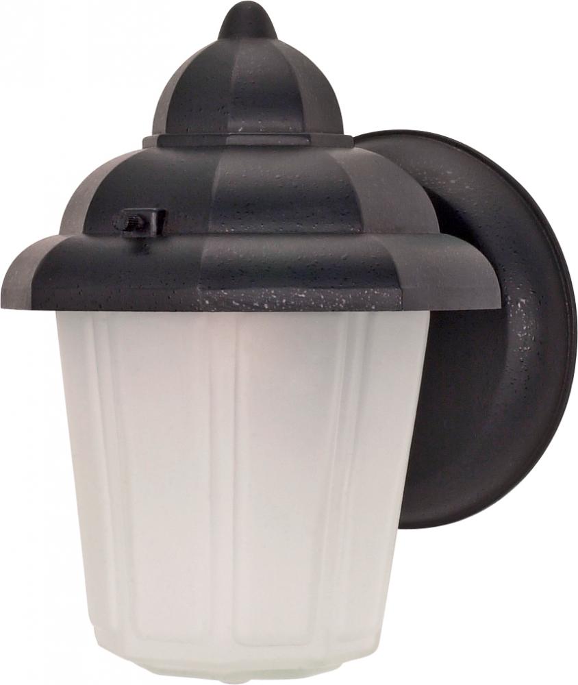 1 Light 9" - Hood Lantern with Satin Frosted Glass - Textured Black Finish