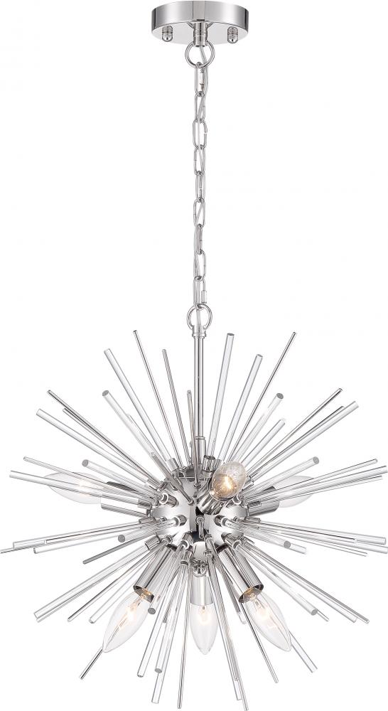 Cirrus - 8 Light Chandelier - with Glass Rods - Polished Nickel Finish