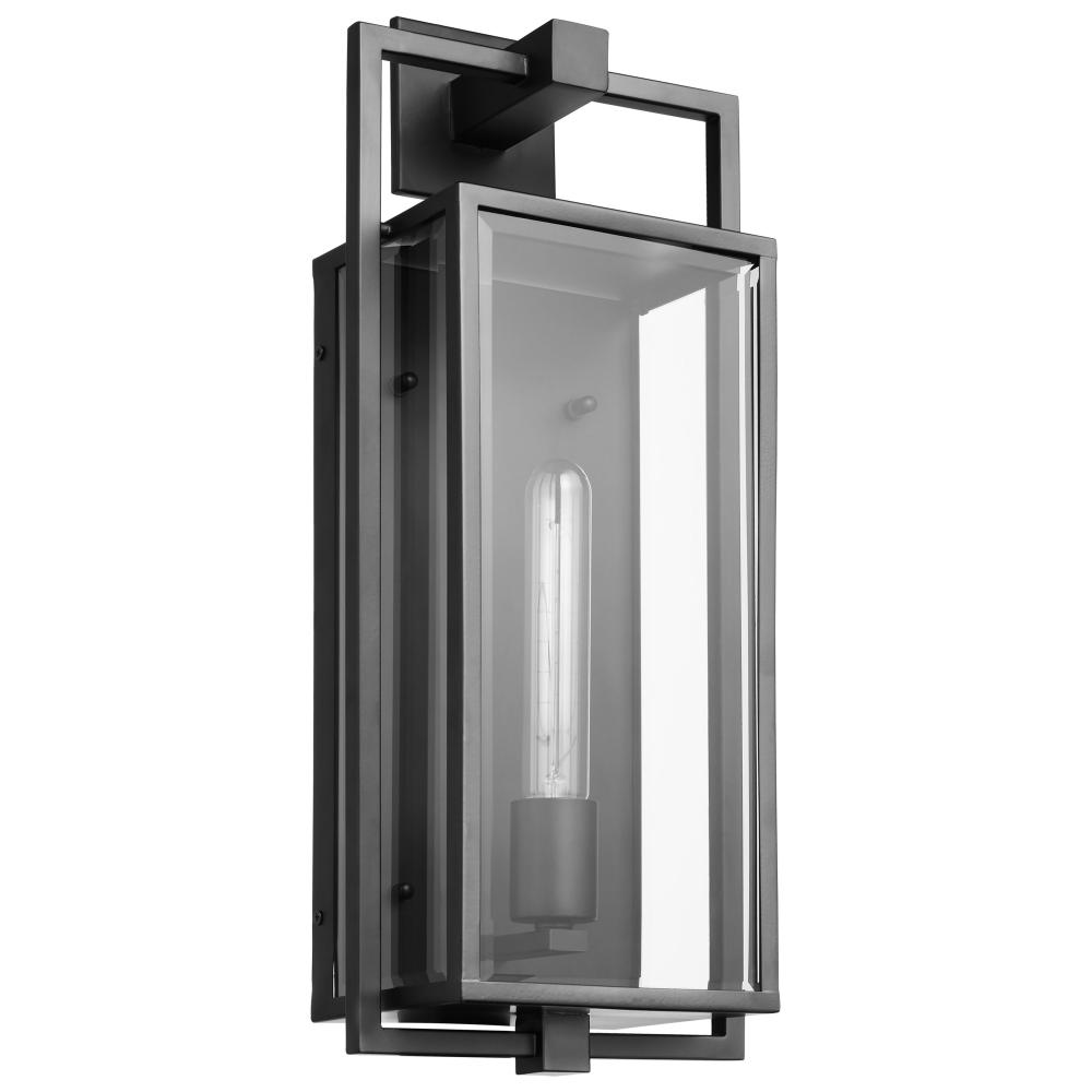 Exhibit; 1 Light; Large Wall Lantern; Matte Black Finish with Clear Beveled Glass
