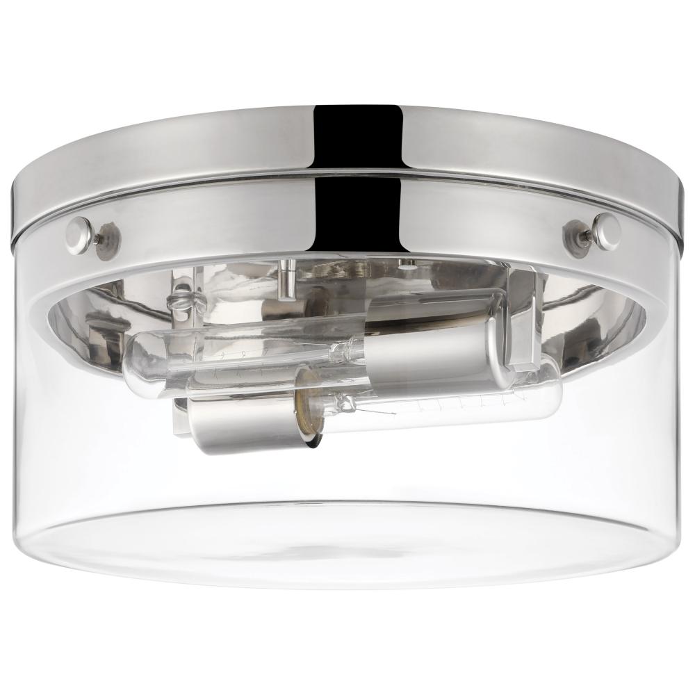 Intersection; Medium Flush Mount Fixture; Polished Nickel with Clear Glass