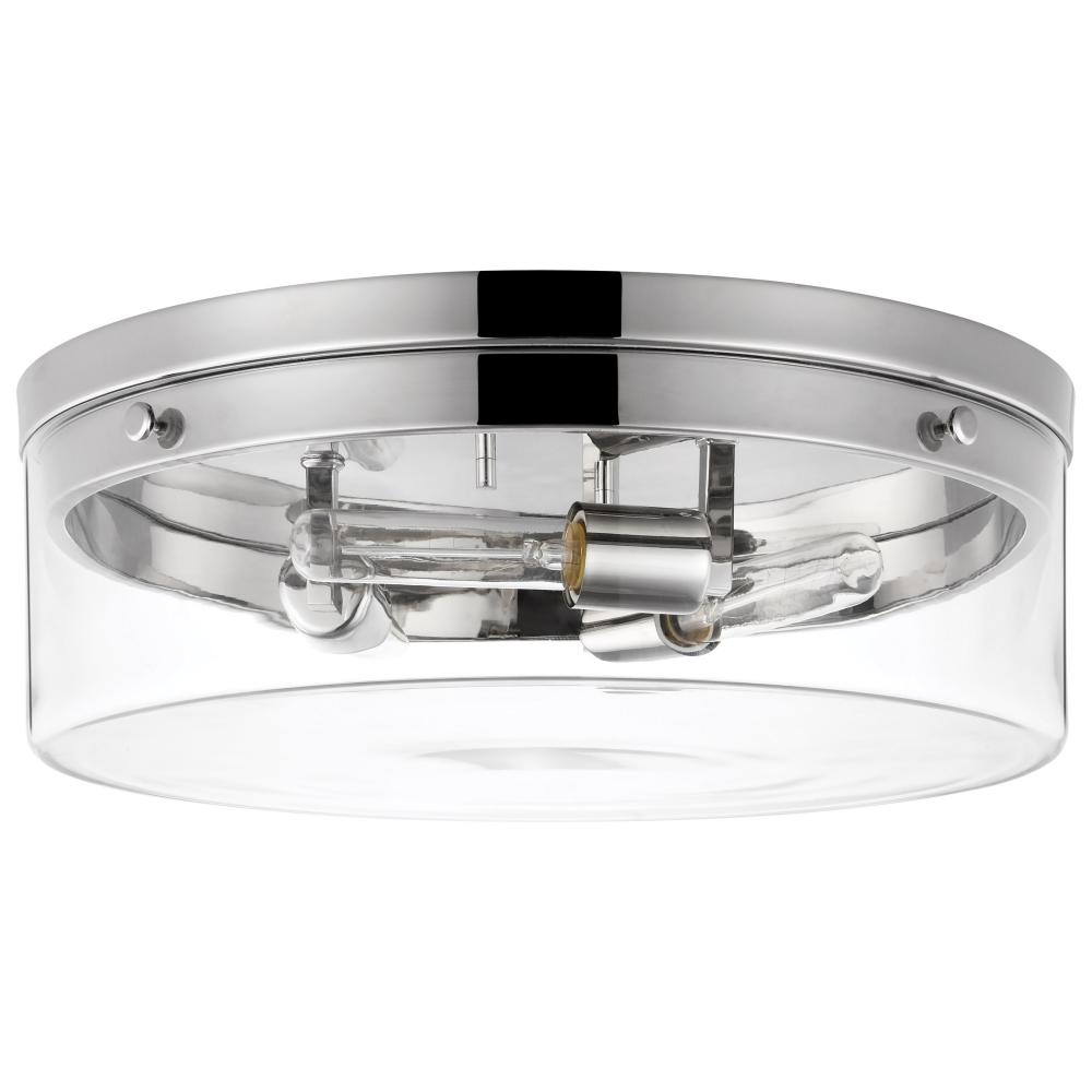 Intersection; Large Flush Mount Fixture; Polished Nickel with Clear Glass