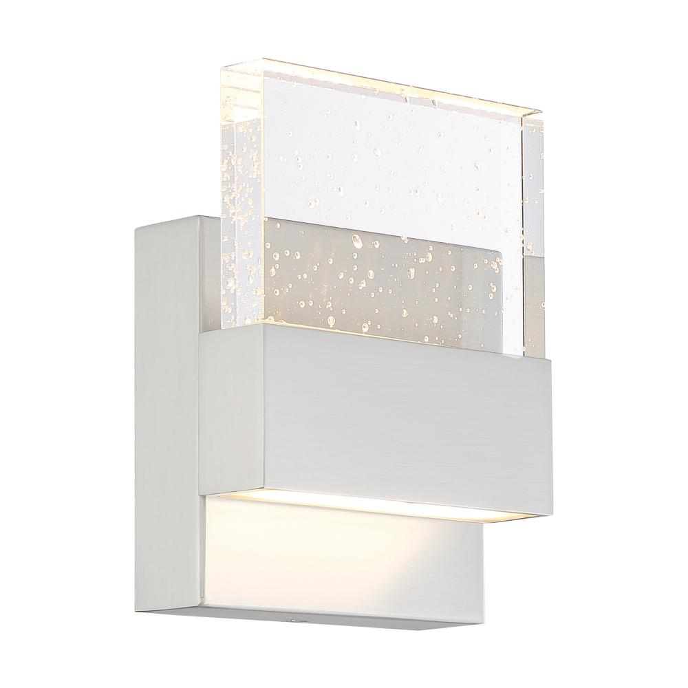 Ellusion - LED Small Wall Sconce - with Seeded Glass - Polished Nickel Finish