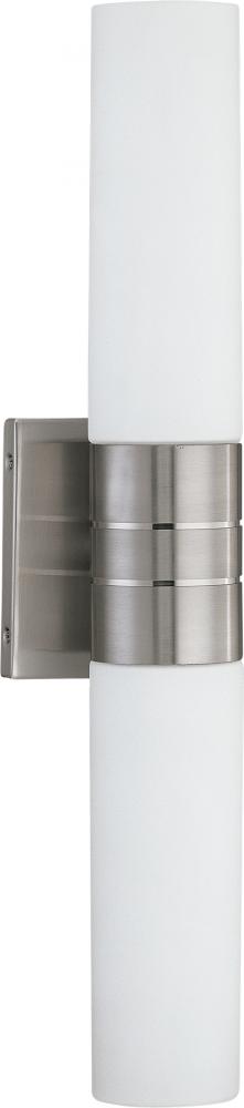 Link - 2 Light - LED Wall Sconce with White Glass- Brushed Nickel Finish