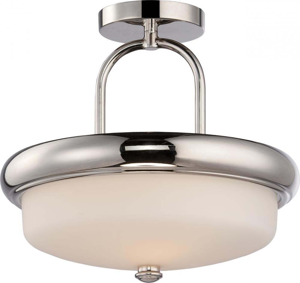 Dylan - 2 Light Semi Flush with Etched Opal Glass - LED Omni Included