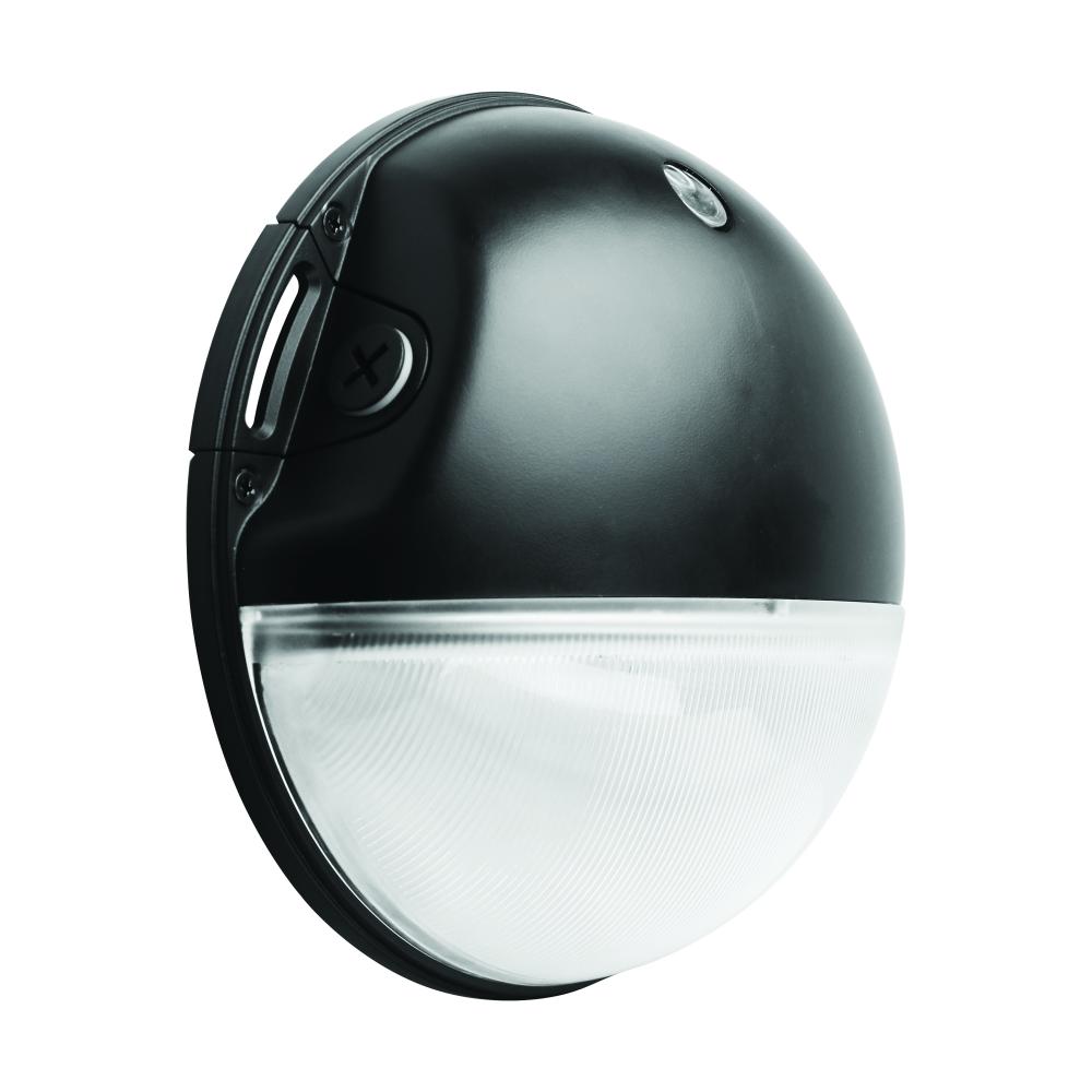 LED Small Round Wall Pack; 20W; CCT Selectable; Bypassable Photocell; 120-277 Volt; Black Finish