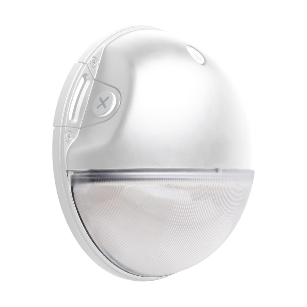 LED Small Round Wall Pack; 20W; CCT Selectable; Bypassable Photocell; 120-277 Volt; White Finish
