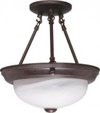 Nuvo 60/208 - 2 Light; 11 in.; Semi-Flush; Alabaster Glass; Old Bronze Finish