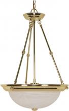 Nuvo 60/219 - 3-Light 15" Hanging Pendant Light Fixture in Polished Brass Finish with Alabaster Glass