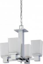 Nuvo 60/4005 - Parker - 4 Light Chandelier with Sandstone Etched Glass - Polished Chrome Finish