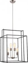 Nuvo 60/5858 - Lake - 4 Light 19" Square Pendant - Iron Black Finish with Brushed Nickel Accents