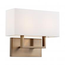 Nuvo 60/6717 - Tribeca - 2 Light Vanity - with White Linen Shade - Burnished Brass Finish
