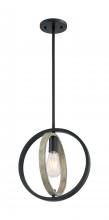  60/6984 - Augusta - 1 Light Mini Pendant with- Black and Wood Finish