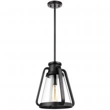  60/7552 - Everett; 1 Light 10 Inch Pendant; Matte Black with Clear Glass