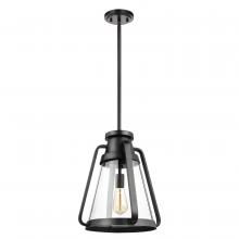  60/7553 - Everett; 1 Light; 14 Inch Pendant; Matte Black with Clear Glass