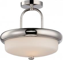 Nuvo 62/404 - Dylan - 2 Light Semi Flush with Etched Opal Glass - LED Omni Included
