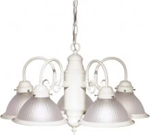  SF76/693 - 5 Light - Chandelier with Frosted Ribbed Glass - Textured White Finish