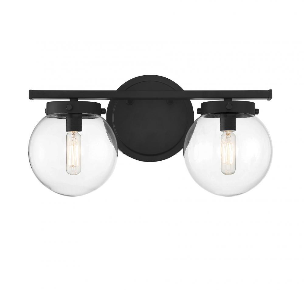 2-Light Bathroom Vanity Light in Matte Black