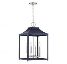 Savoy House Meridian M30009NBLPN - 4-Light Pendant in Navy Blue with Polished Nickel