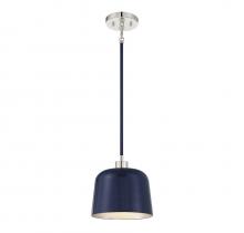 Savoy House Meridian M70118NBLPN - 1-Light Pendant in Navy Blue with Polished Nickel