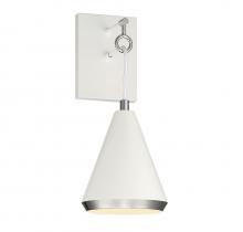 Savoy House Meridian M90066WHPN - 1-Light Wall Sconce in White with Polished Nickel