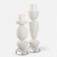 Uttermost 18101 - Lido White Stone Candleholders, Set/2