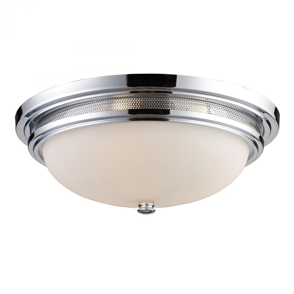 Flushmounts 3-Light Flush Mount in Polished Chrome with Opal White Glass