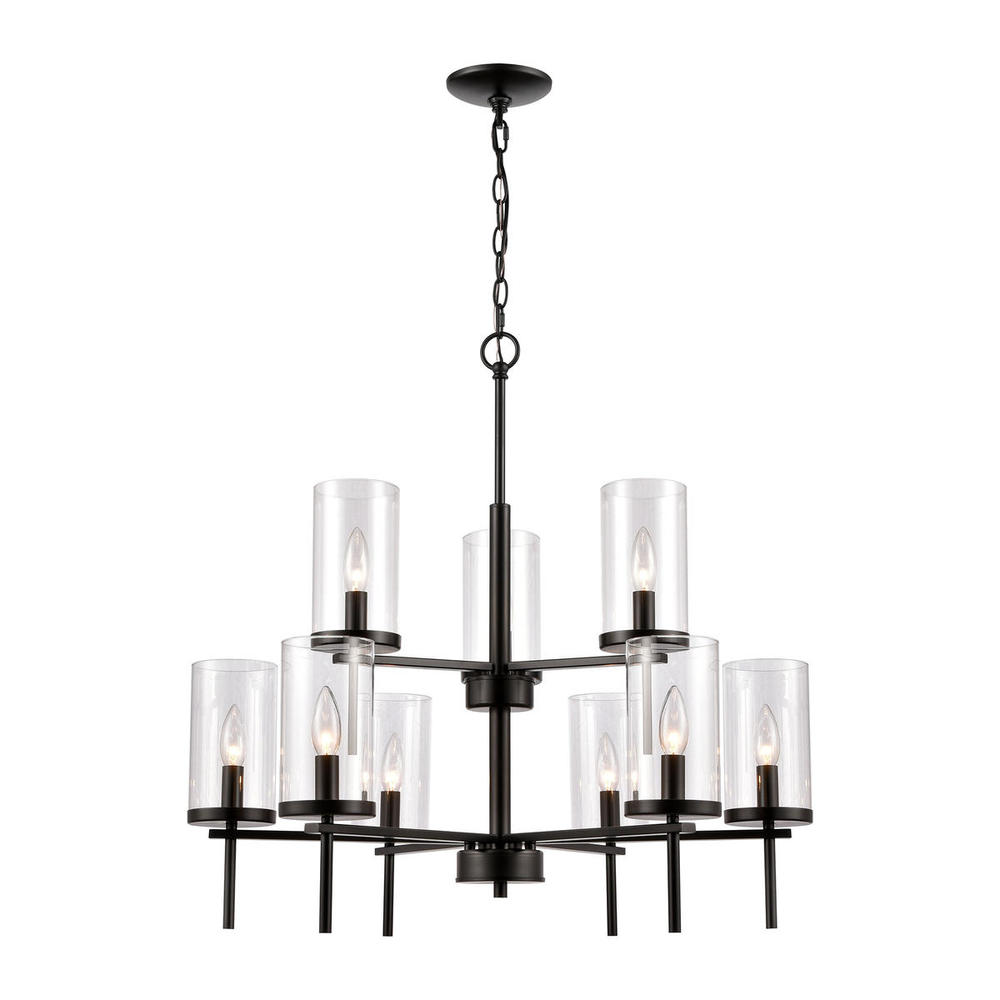 Thomas - Oakland 28.5'' Wide 9-Light Chandelier - Black