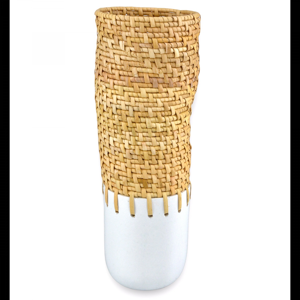 Kyoto Rattan & White Vase