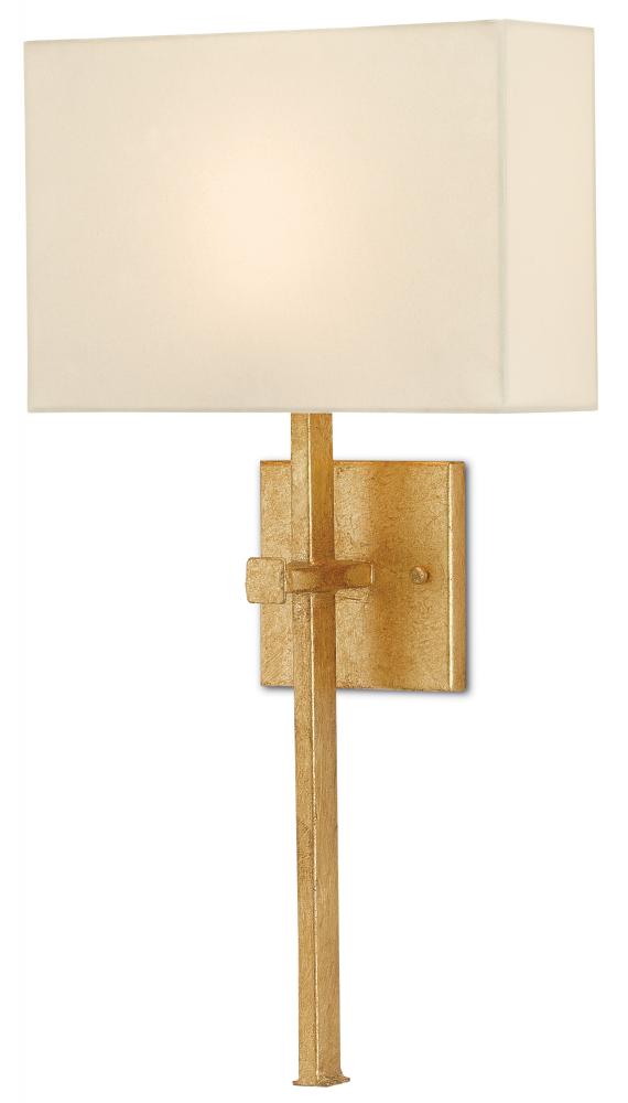 Ashdown Gold Wall Sconce, White Shade