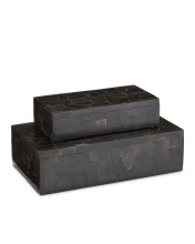 Currey 1200-0452 - Black Bone Mosaic Box Set of 2