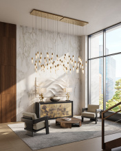 Currey 9000-1384 - Cannula 30-Light Linear Multi-Drop Pendant