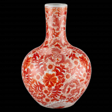 Currey 1200-0845 - Biarritz Coral Fern Long Neck Vase